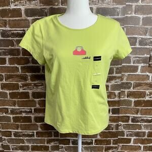 Liz Claiborne Women's Purse Shopping Addict Lime Green Graphic Tee Size Large